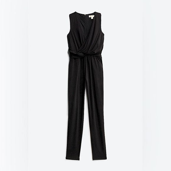 NWOT MICHAEL MICHAEL KORS Solid Twist Knit Jumpsuit Black Size Large - Picture 1 of 6